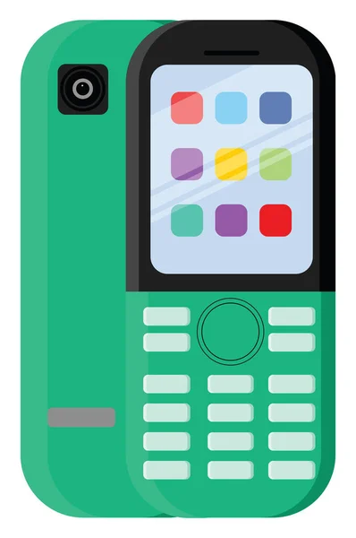 Groene Toetsenbord Mobiele Telefoon Illustratie Vector Witte Achtergrond — Stockvector