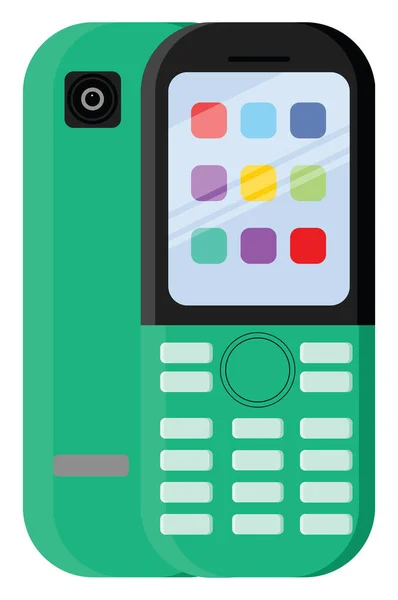 Green Keypad Mobile Phone Illustration Vector White Background — Stock Vector