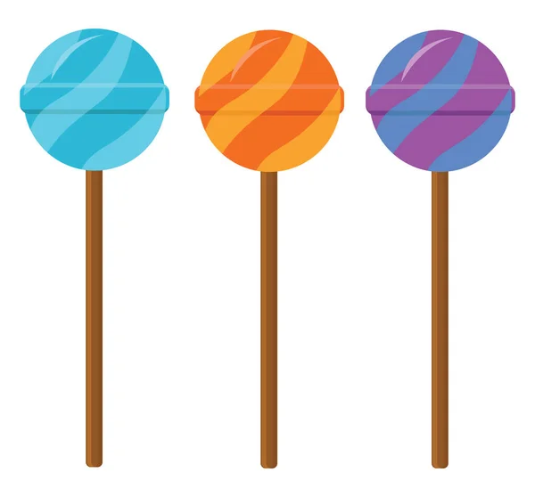 Drie Lolipops Illustratie Vector Witte Achtergrond — Stockvector