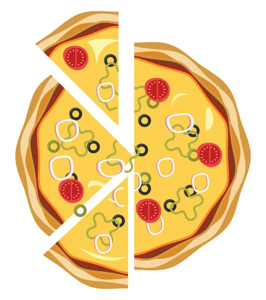 Tomato Pizza Illustration Vector White Background — Stock Vector