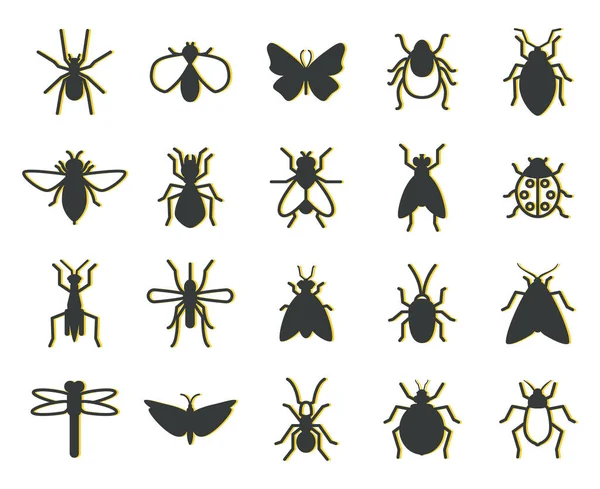 Insectes Volants Illustration Vecteur Sur Fond Blanc — Image vectorielle