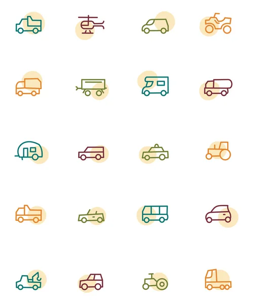 Cars Icon Pack Ilustrație Vector Fundal Alb — Vector de stoc