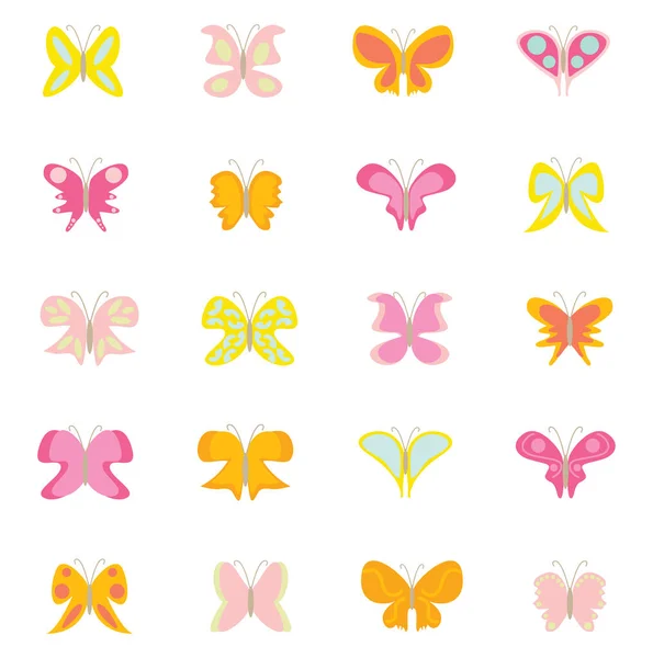 Kolorowe Motyle Ilustracja Wektor Białym Tle — Wektor stockowy