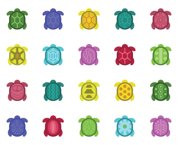 Tortues Colorées Icône Pack Illustration Vecteur Sur Fond Blanc — Image vectorielle