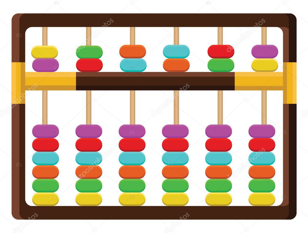 Colorful abacus, illustration, vector on white background.