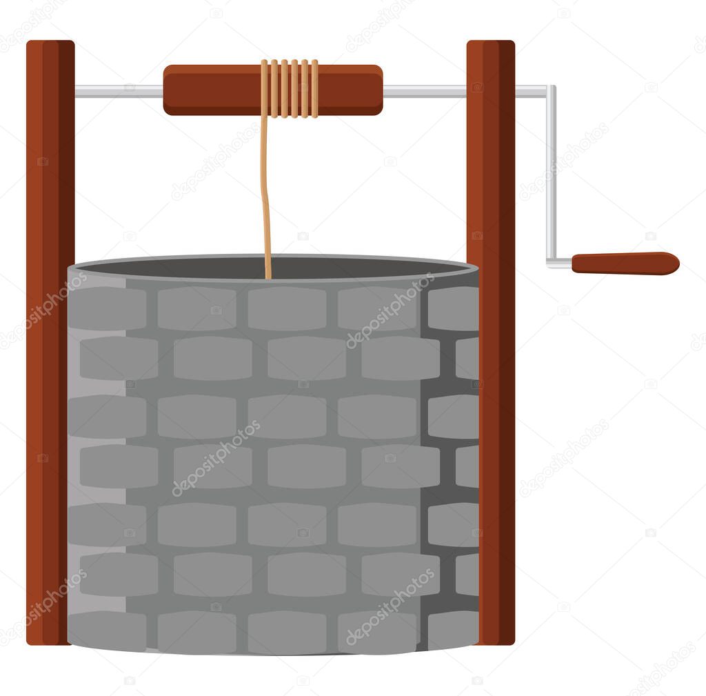 Wishing well, illustration, vector on white background.