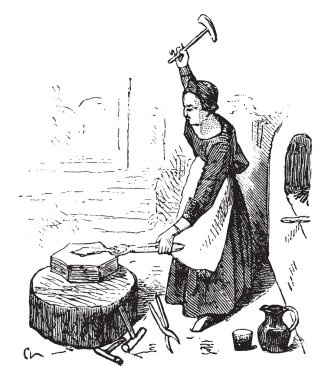 On beşinci yüzyılda Forge, Fouquet sonra On, vintage gravür