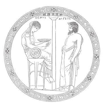 Vulci kesme alt boya. Pythia trepeid, vintage tr üzerinde