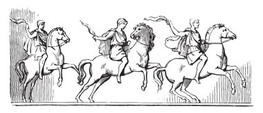 Fener at yarışı. sonra bir beyaz mermer vazo Pe bulundu