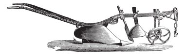 İki ışın, Ransomes, vintage gravür içine derin pulluk için Pulluk