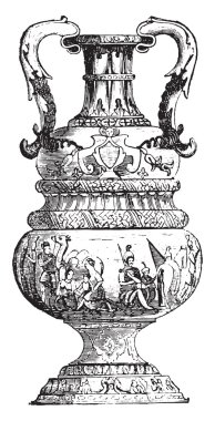 Delft Büyük Vazo, vintage gravür.