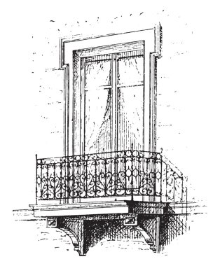 Balcony, vintage engraving.
