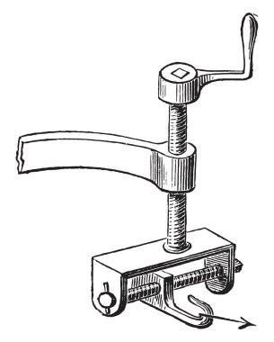 İki vidalı kumanda, vintage gravür.