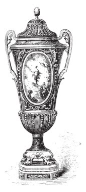 Sevres vazo, vintage gravür.