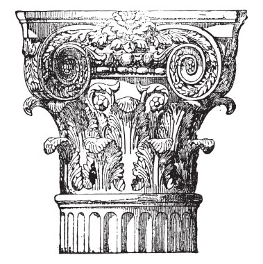 Kompozit sermaye, vintage gravür.