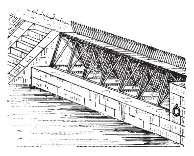 Baraj, vintage gravür.