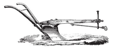 Age wooden plow to Eckert, vintage engraving.