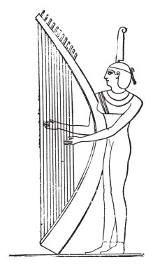 Mısır lı arpçı, vintage gravür.