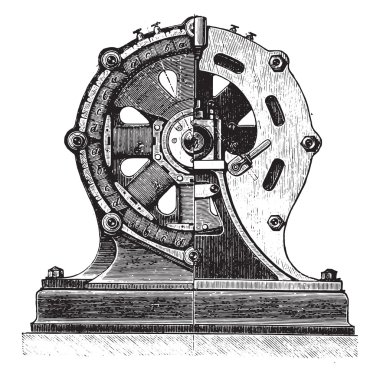 Makine Ac ve bölüm, Bay Gram, vintage gravür.