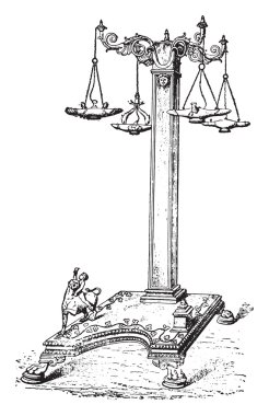 Lamppost, vintage engraving.