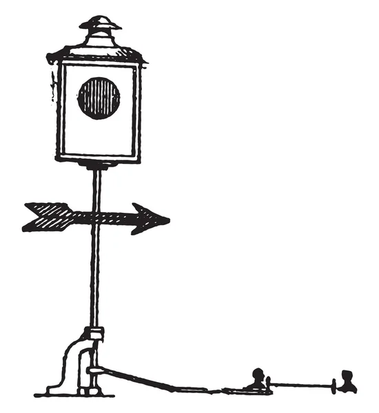 Station needle entry signal, vintage engraving. — Stock Vector