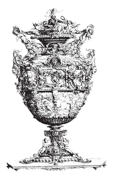 花瓶シェイクスピアの記憶のためのプロジェクト、ヴィンテージ彫刻. — ストックベクタ