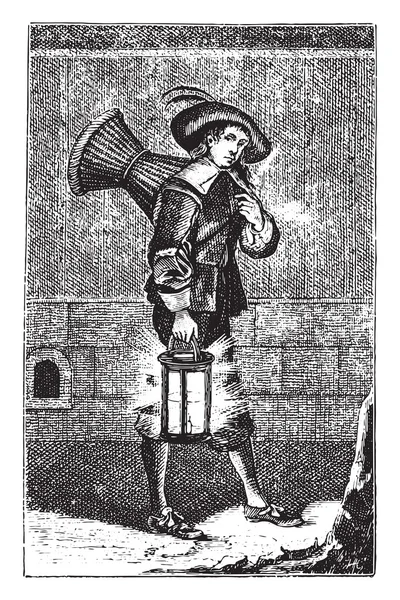 Chef de pastelaria em 1630, gravura vintage . — Vetor de Stock