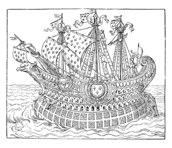 Het grote schip van boekhandels aan het einde van de zestiende eeuw — Stockvector