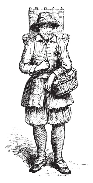 Cheesemaker comerciante de Marolles, em 1680 aproximadamente, vintage — Vetor de Stock