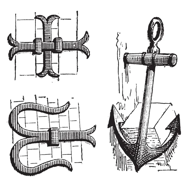 Gravura ancorada, vintage . —  Vetores de Stock