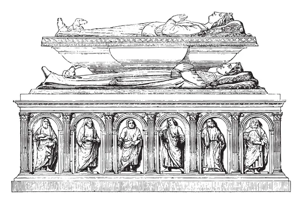 Lado izquierdo de la tumba, llevando las efigies de Valentine of Mil — Archivo Imágenes Vectoriales