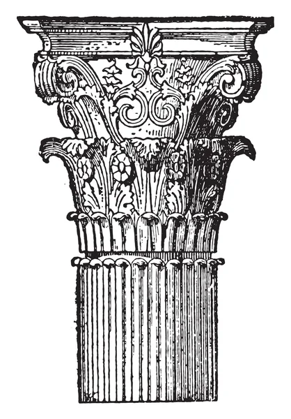 Corinthian capital, gravura vintage . —  Vetores de Stock