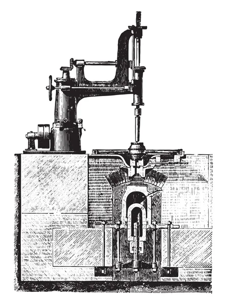 Wiertarka maszynową w piaście i umieścić pudełko koło, Vintage ENG — Wektor stockowy