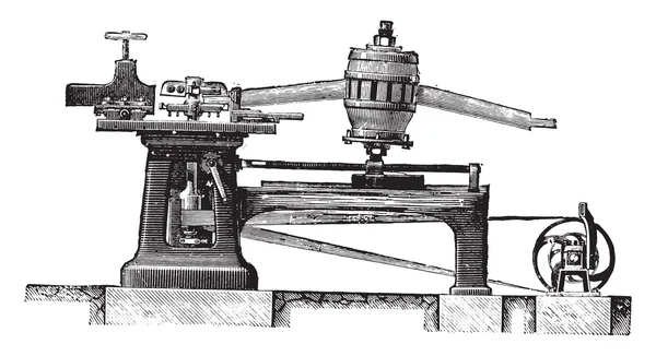 Máquina de corte pernas e fusos raios, Elevação, vintage eng —  Vetores de Stock