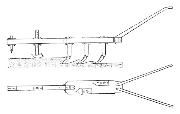 Elevation and plan for the scavenger Bazin, vintage engraving. — Stok Vektör