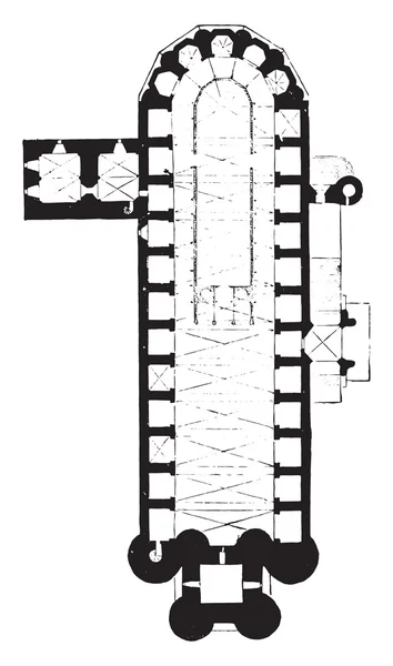 Mapa de Catedral de Albi, grabado vintage . — Archivo Imágenes Vectoriales