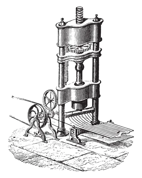 Een apparaat voor de productie van ronde draad, vintage gravure. — Stockvector