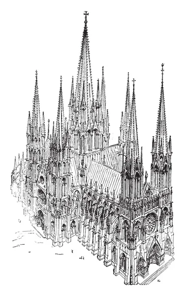 Une vue cavalière de la cathédrale du XIIIe siècle, construite entir — Image vectorielle