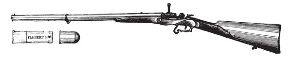 Rifle flobert movement Chassepot, vintage engraving. — Stock Vector