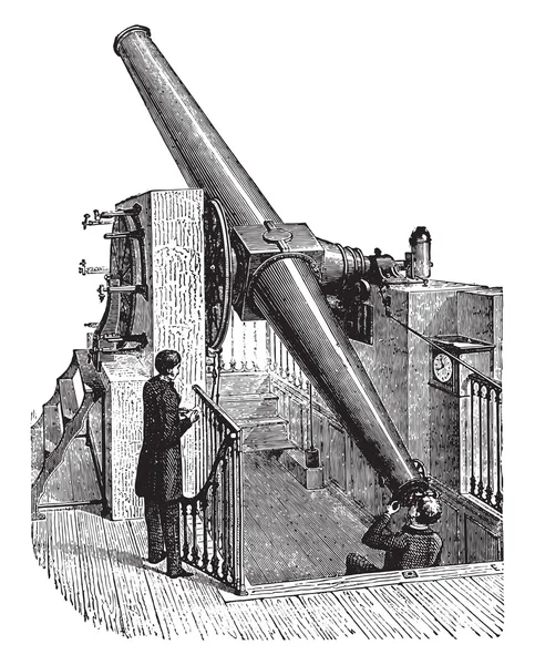 Telescopio de meridiano, grabado vintage . — Vector de stock