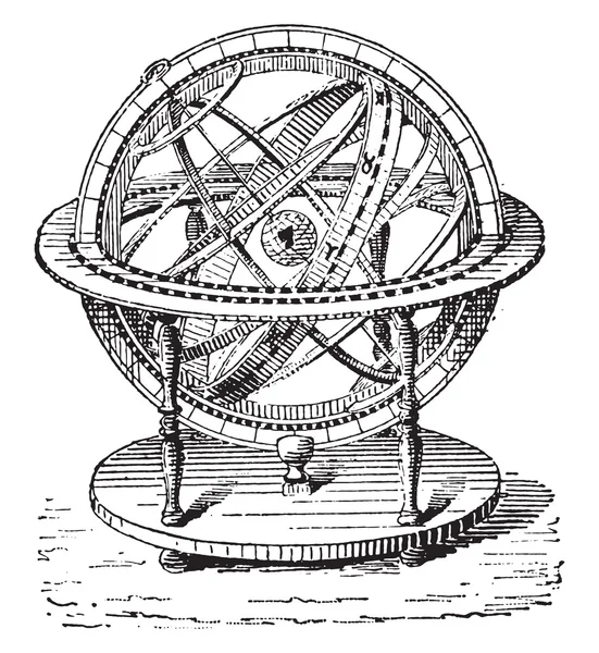 Esfera armilar, grabado vintage . — Archivo Imágenes Vectoriales