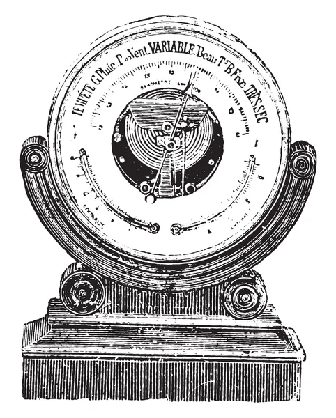 Aneroid barometer, Vintage gravyr. — Stock vektor