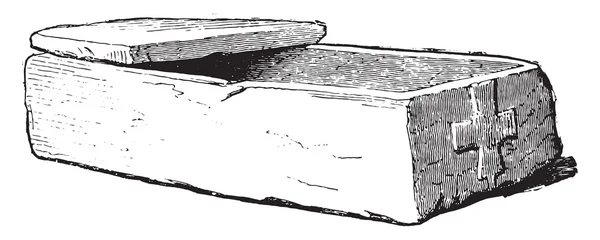 ガロローマ石の棺、ヴィンテージ彫刻. — ストックベクタ