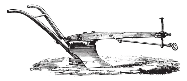 Age wooden plow to Eckert, vintage engraving. — 스톡 벡터