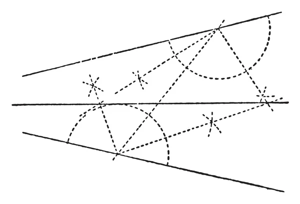 Bisecting line, gravura vintage . — Vetor de Stock