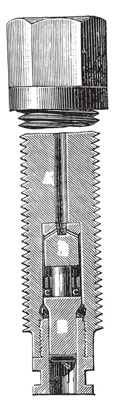 Crushing device, said crusher, vintage engraving. — Stockový vektor