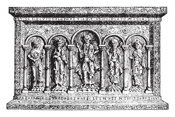 11世紀の黄金の祭壇、ヴィンテージ彫刻. — ストックベクタ