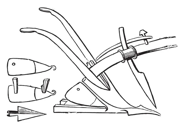 Velho arado-transformando orelha, chamado Picardia, vintage gravura . —  Vetores de Stock