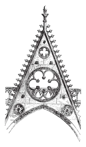 Gable z jižního portálu Notre-Dame de Paris, ročník engrav — Stockový vektor
