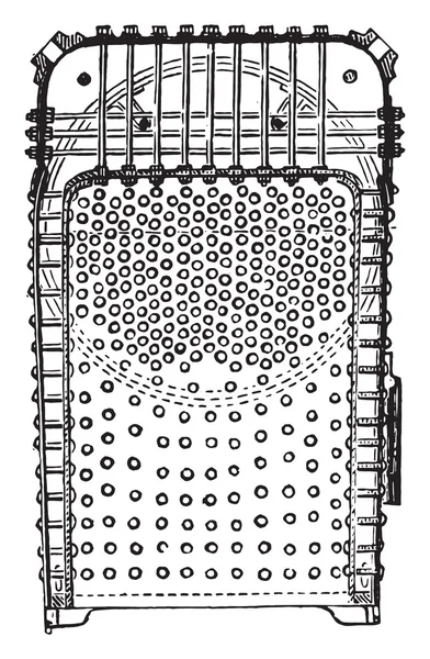 Inicio Copa y la caja de fuego de la caldera Norte, grabado vintage . — Archivo Imágenes Vectoriales